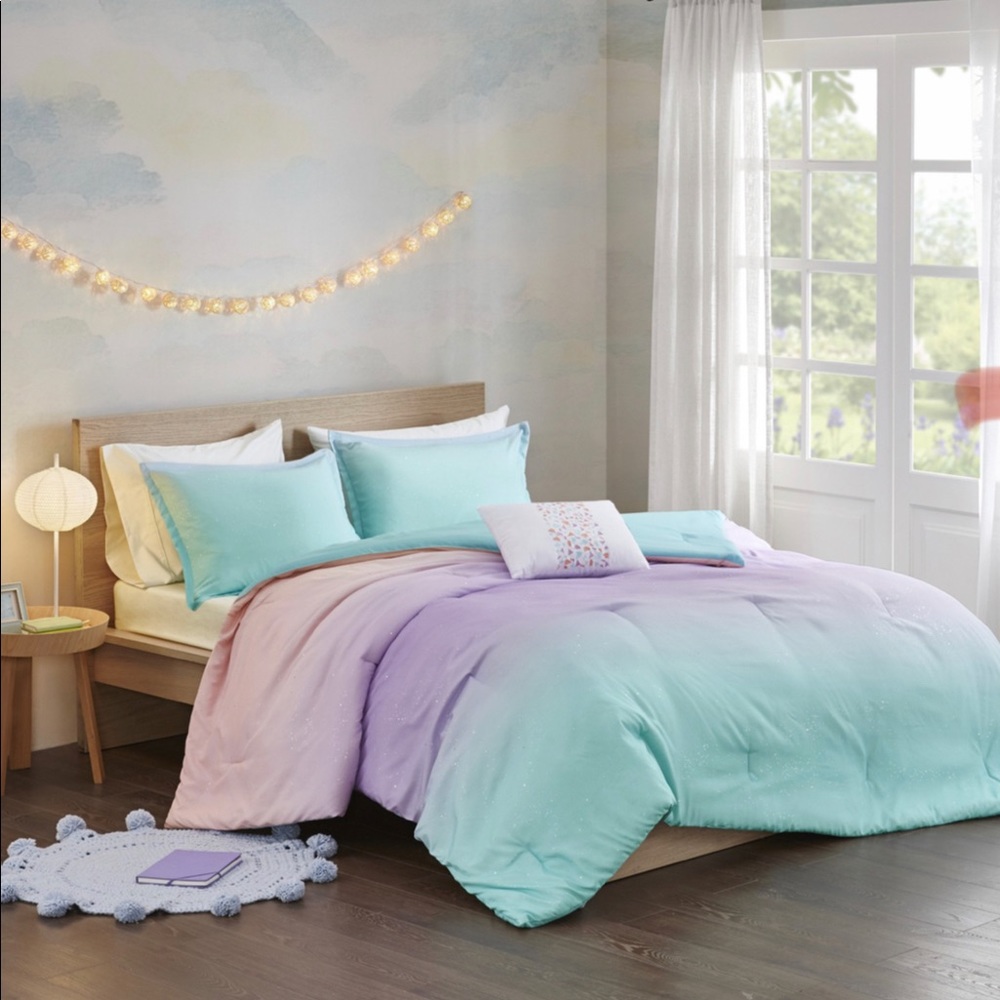 GLIMMER & SPARKLES OMBRE 3pc Twin DUVET SET